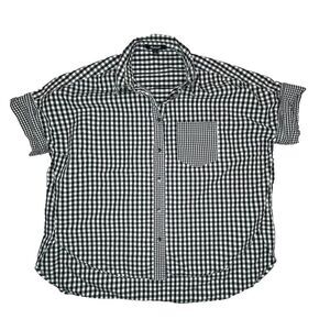 Madewell Small Black White Gingham Play Button Down Shirt Short Sleeve Oversized